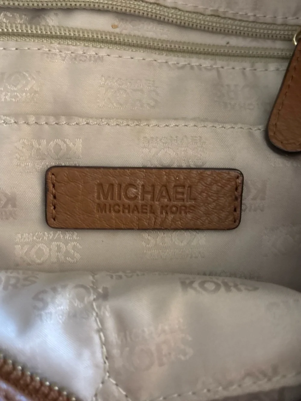 Michael Kors Chestnut Brown Pebbled Leather Hobo with Gold MK Emblem
